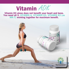 Load image into Gallery viewer, ADK Vitamin Supplement - High Potency Vitamin A, D3, K2 (MK-7) for Bone, Heart, and Cholesterol Support, 60 Capsules (2 Month-Supply)