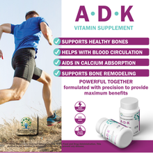 Load image into Gallery viewer, ADK Vitamin Supplement - High Potency Vitamin A, D3, K2 (MK-7) for Bone, Heart, and Cholesterol Support, 60 Capsules (2 Month-Supply)