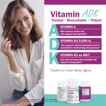 Load image into Gallery viewer, ADK Vitamin Supplement - High Potency Vitamin A, D3, K2 (MK-7) for Bone, Heart, and Cholesterol Support, 60 Capsules (2 Month-Supply)