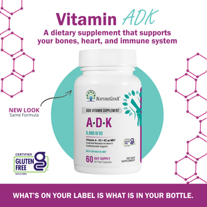 ADK Vitamin Supplement - High Potency Vitamin A, D3, K2 (MK-7) for Bone, Heart, and Cholesterol Support, 60 Capsules (2 Month-Supply)