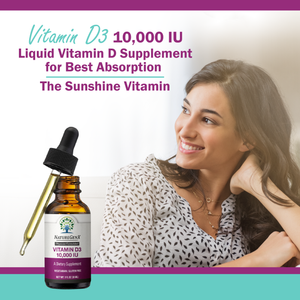 Vitamin D3 10,000 IU Liquid - High Potency Supplement for Bone, Heart, and Immune Health | Vegan, Non-GMO