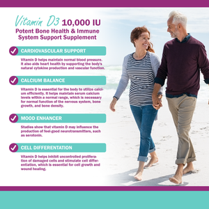 Vitamin D3 10,000 IU Liquid - High Potency Supplement for Bone, Heart, and Immune Health | Vegan, Non-GMO