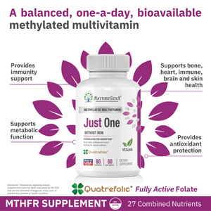 Just One Methylated Multivitamin – Daily Vegan Formula for Bone, Heart, and Metabolic Health