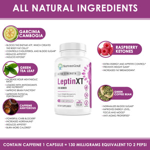 Leptin XT - Leptin Resistance Supplements for Weight Loss -Leptin Hormone Supplements - Vegan - 60 Pills -Leptin Burn for Women